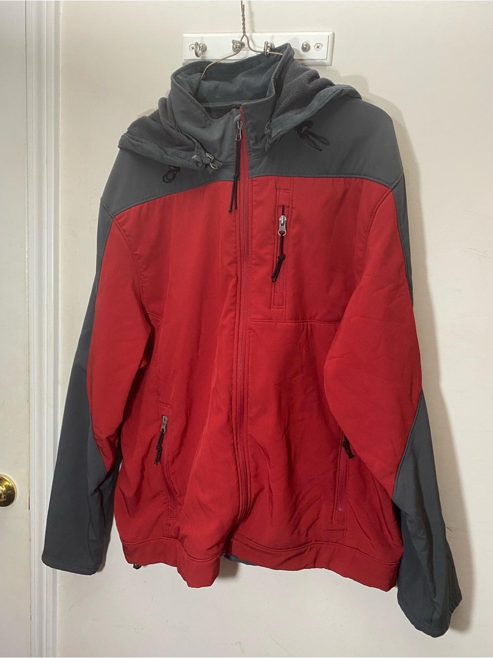 Faded Glory Red and Gray Hooded Performance Jacket